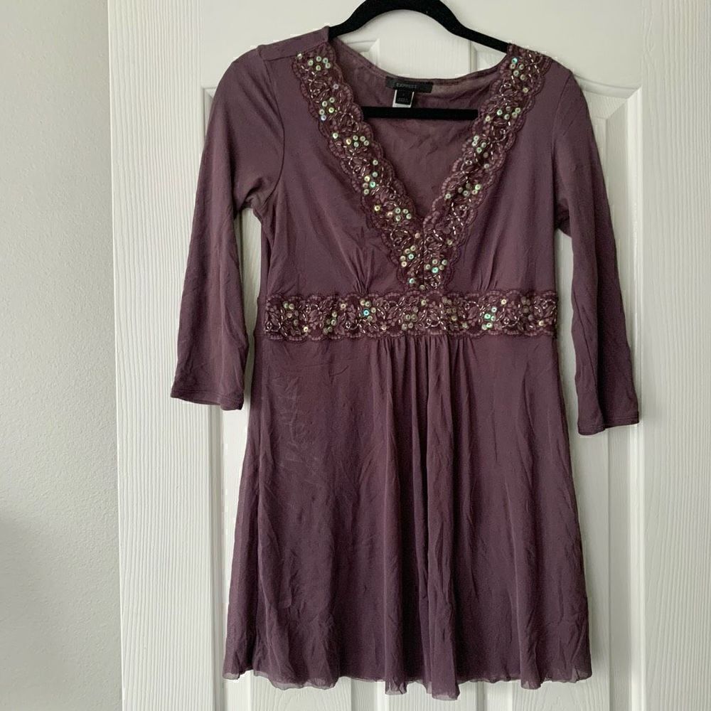 Express | Sequined V-Neck Top